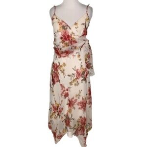 Speechless Spaghetti Strap Cream & Pink Rose Print Flowy Summer Dress 9